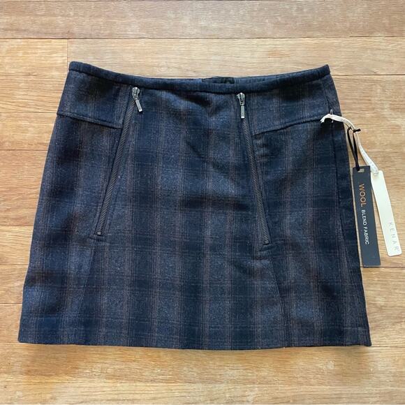 NWT Kenar wool blend lined mini skirt gray rust brown size 2 b22 - Picture 1 of 3